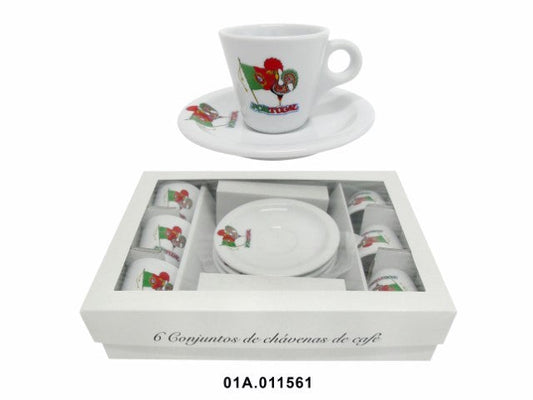 PORCELANA - SET OF 6 LAVAZA COFFEE CUPS, GALO/BAND 6CM