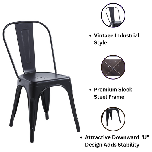 Dining Chair - Metal - L44 x W47 x H85 cm - Black