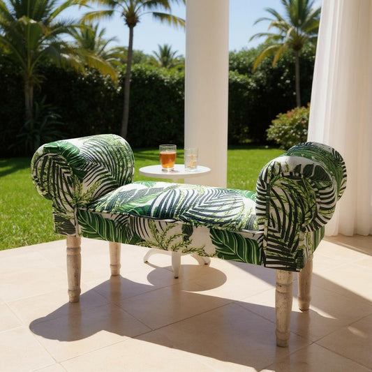 PALM LEAF FABRIC WINDOW SEAT