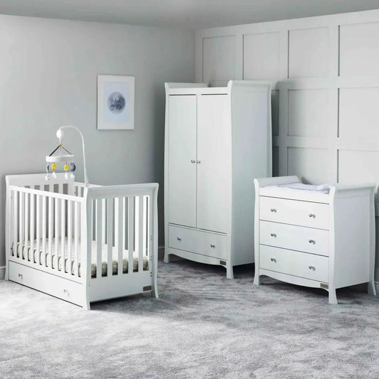 Ickle Bubba Snowdon 4 in 1 Mini 3 Piece Furniture Set White - Premium Sprung Mattress