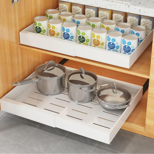 COVAODQ Pull-Out Kitchen Storage Organizer, Adjustable 31.5-52CM, 2-Pack