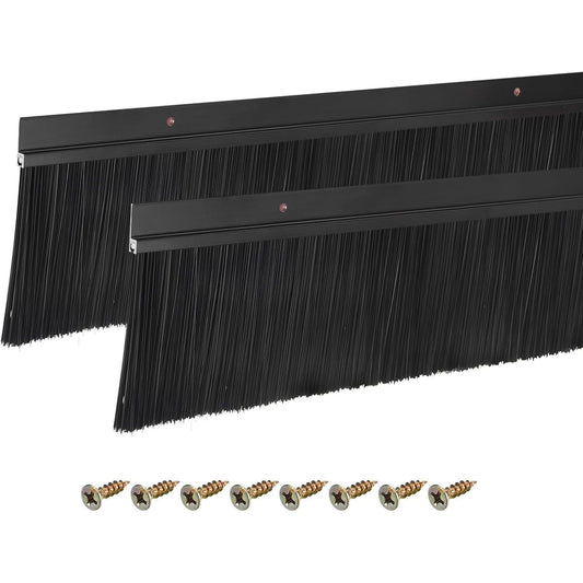 Door Brush Bottom Sweep H Shape 120cm Black 9cm PP Aluminum 2Pcs Sourcing Map