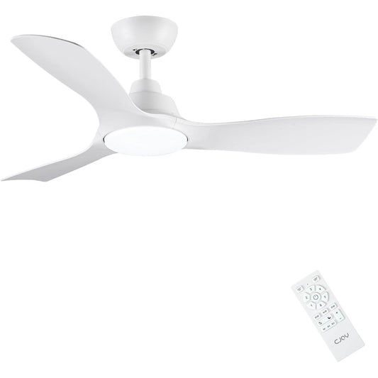 CJOY 42" White Ceiling Fan with Light, Remote, Timer, Quiet DC Motor, 6 Speeds