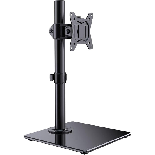 Single Monitor Stand 13 to 32 Inch Freestanding Arm Glass Base VESA ErGear