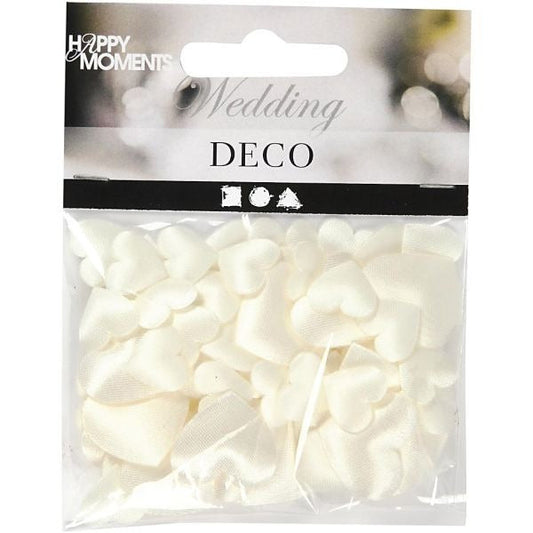 Satin Hearts. Size 10+20 Mm. Thickness 1-2 Mm. 70 Asstd. Off-white