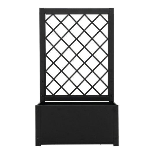 112CM Metal Planter Box with Trellis for Climbing Plants-Black