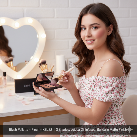 Blush Palette – Pinch – KBL32 | 3 Shades, Jojoba Oil Infused, Buildable Matte Finish