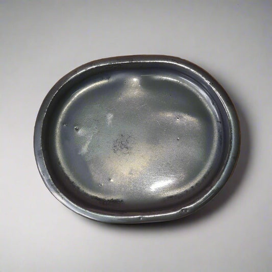 12cm Glazed Drip Tray | Oval | Silver | Luxury Home Accessories | Heulog Glow