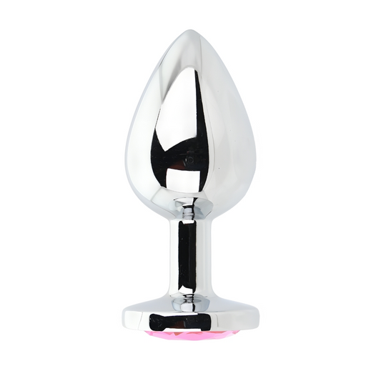 Toosh Silver Metal Butt Plug Large Pink Stone