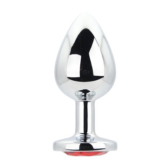 Toosh Silver Metal Butt Plug Large Red Stone