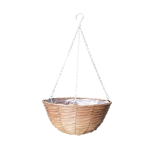 14 inch Faux Rattan Hanging Basket Natural