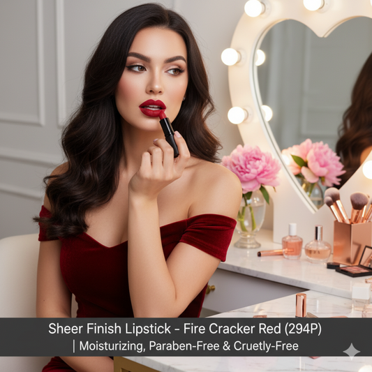 Sheer Finish Lipstick – Fire Cracker Red (294P) | Moisturizing, Paraben-Free & Cruelty-Free