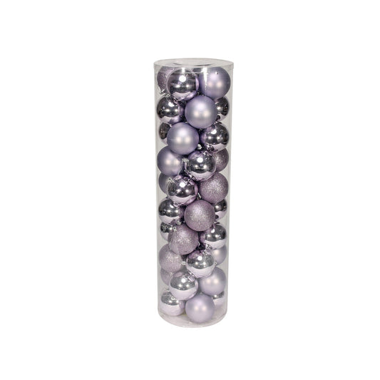 48 Lilac Baubles in Matt Shiny & Glitter Finish (8cm)