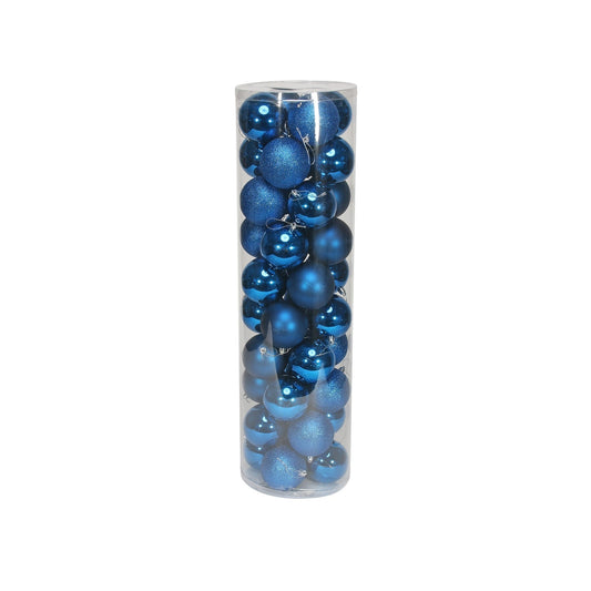 48 Blue Baubles in Matt Shiny & Glitter Finish (8cm)