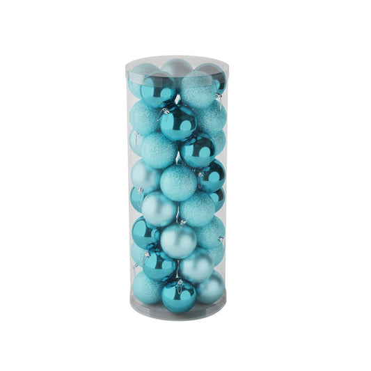 48 Ice Blue Baubles in Matt Shiny & Glitter Finish (8cm)