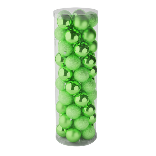 48 Light Green Baubles in Matt Shiny & Glitter Finish (10cm)