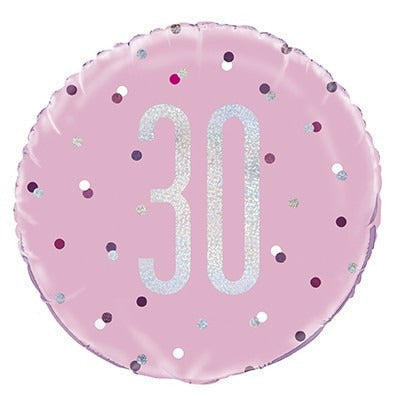 Pink and Silver Prismatic 30th Birthday Foil Balloon (18 Inch)