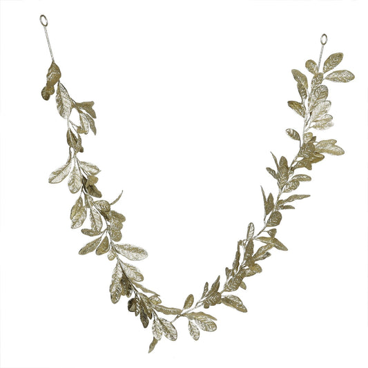 Gold Glitter Leaf Garland (L173cm)