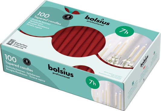 100 Bolsius Professional Tapered Candles - Wine Red (240mm/23mm