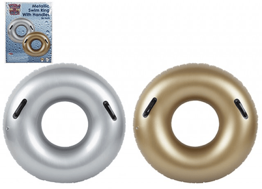 Assorted Metallic Swim Ring with Handle (36 Inch)