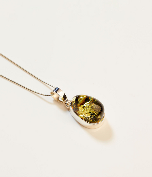 OOAK Green Olive Ember Pendant