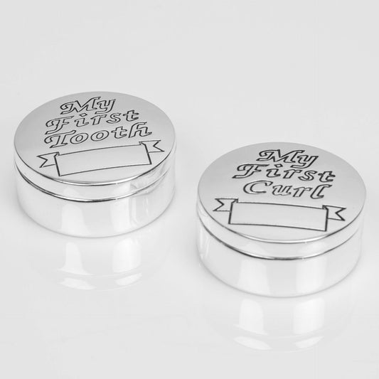 Silverplated First Tooth & First Curl Boxes by Juliana
