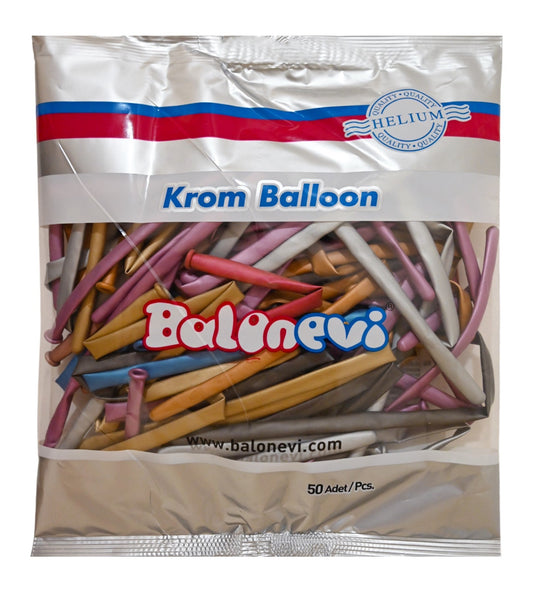 Assorted Chrome Modelling Balloon (Pack of 50)