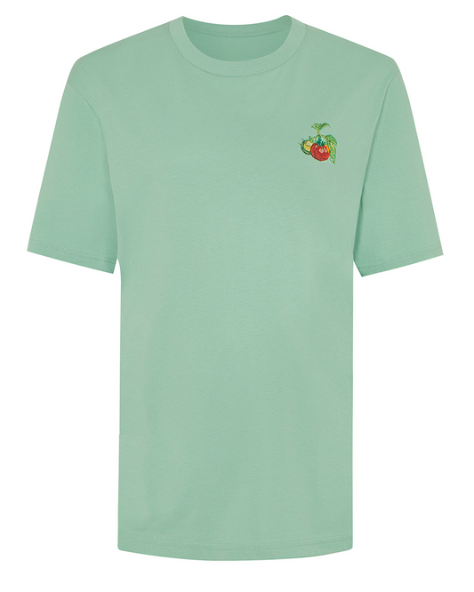 Tomato Embroidered Organic Cotton T-Shirt Green