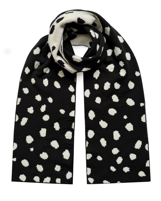 Scattered Dots Wool & Cashmere Scarf Black & White