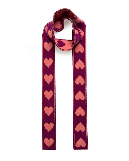Heart Wool & Cashmere Thin Scarf Purple & Pink