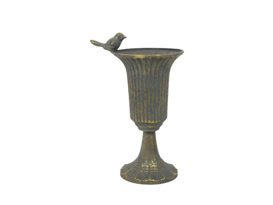 Antique Gold Creation Metal Urn Vase on Stem (25cm)