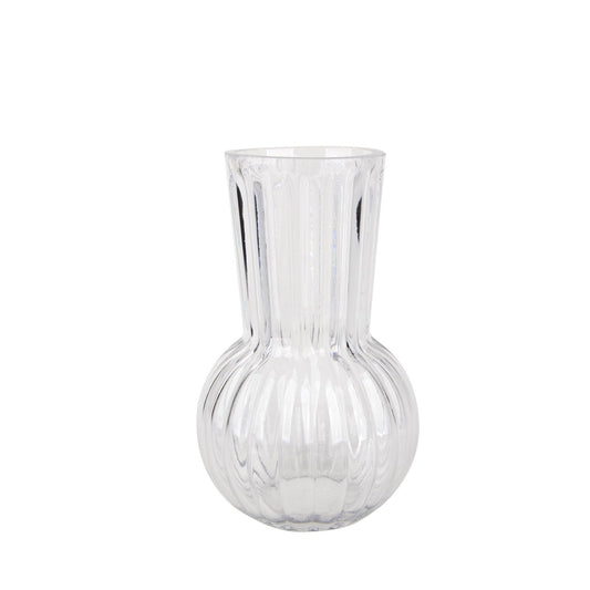 Clear Rochelle Fluted Vase with Onion Base (20cm)