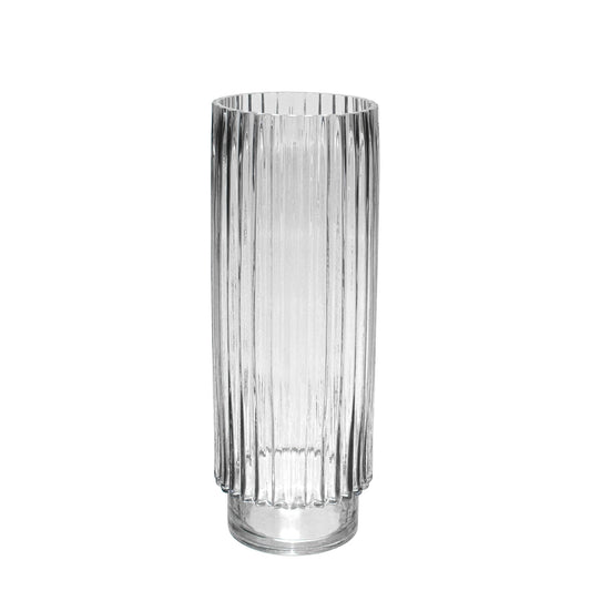 Clear Wide Ribbed Glass Vase (40cm)