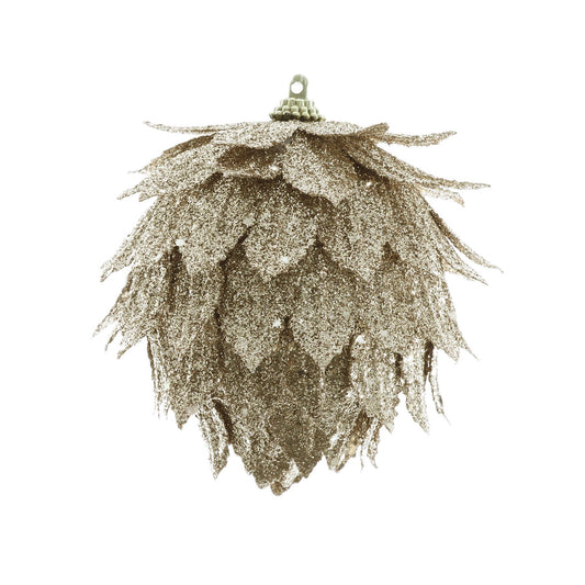 Glitter Floral Hanging Decoration - Gold (10cm)