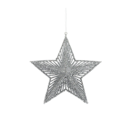 Glitter Star Hanging Decoration - Silver (20cm)
