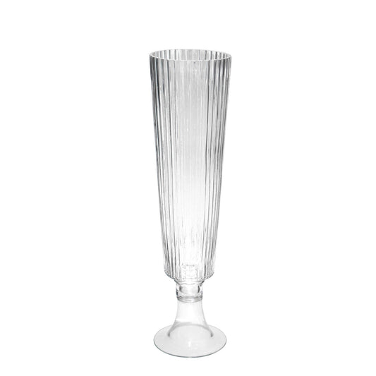 Clear Tall Ribbed Fluted Glass Vase (56cm)
