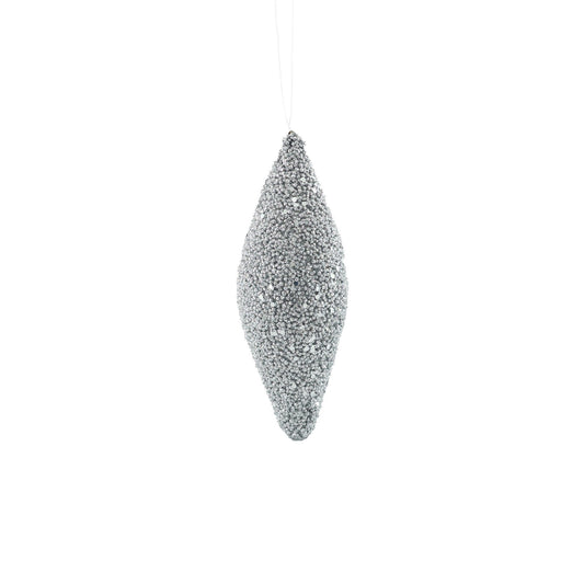 Glitter Drop Hanging Decoration - Silver (18cm)