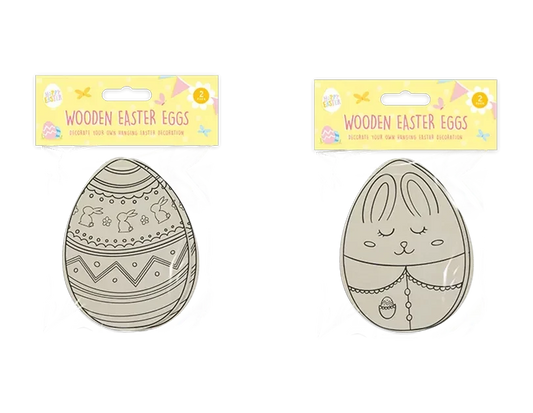 Pack of 2 Wooden Hanging Easter Eggs