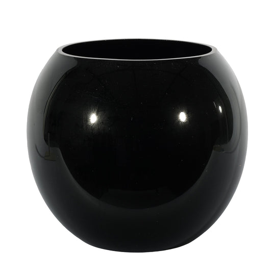 Black Gloss Bubble Ball Glass Vase (21cm)