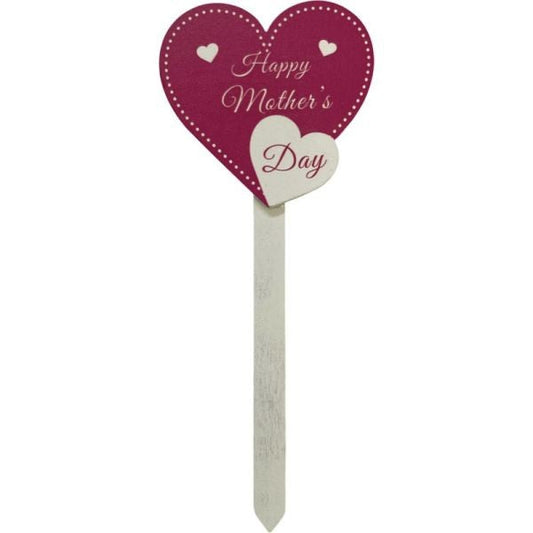 Pink Happy Mothers Day Heart Pick