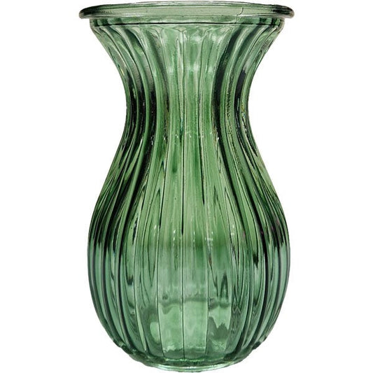 Green Harper Fluted & Flared Glass Vase (14cm)