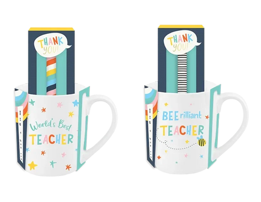 Assorted Teacher Ceramic Mug & Pen Set