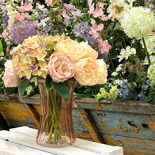 Pink Floraline Hand Tie Glass Vase