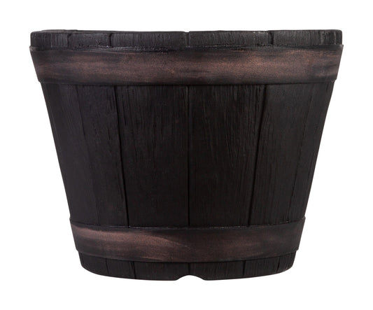 Black Oakwood Barrel Planter (34cm)