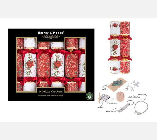 6 Deluxe Poinsettia Crackers (13.5inch)