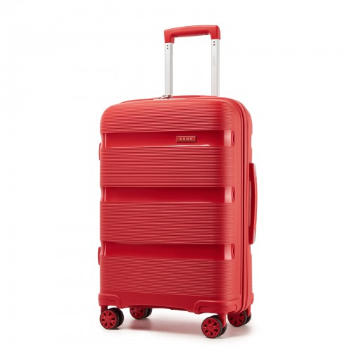 KSK2492 - Kono 24-Inch PP Hardshell Suitcase–Durable Checked Luggage with TSA Lock & 360° Spinner Silent Wheels - Red