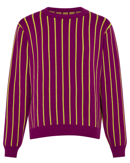 Thin Striped Wool & Cashmere Jumper Purple & Yellow