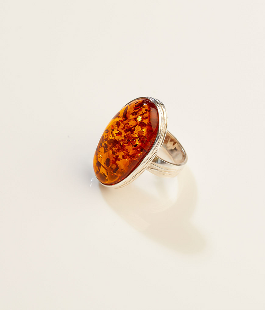 OOAK Sunroot Amber Adjustable Ring (SIZE Q-V)
