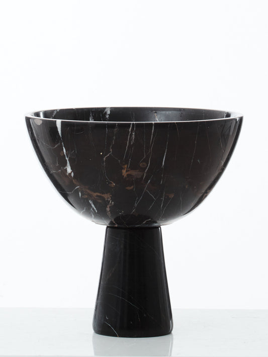 Salmo Large Black Marble Pedestal Bowl