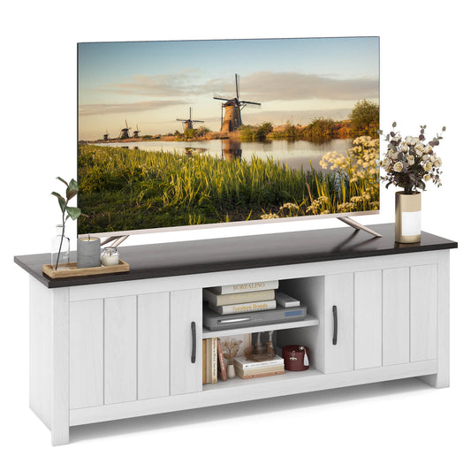 TV Stand with 2 Doors and Storage Shelves for TVs up to 65 Inches-Black